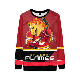 Женский свитшот 3D с принтом Calgary Flames в городе Новоалтайск, 100% полиэстер с мягким внутренним слоем | круглый вырез горловины, мягкая резинка на манжетах и поясе, свободная посадка по фигуре | calgary flames | nhl | stanley cup | калгари флэймз | кубок стенли | кубок стэнли | нхл | флэймс | хоккей | хоккейный клуб