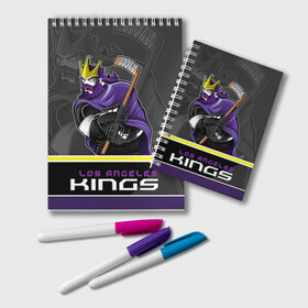 Блокнот с принтом Los Angeles Kings в городе Новоалтайск, 100% бумага | 48 листов, плотность листов — 60 г/м2, плотность картонной обложки — 250 г/м2. Листы скреплены удобной пружинной спиралью. Цвет линий — светло-серый
 | los angeles kings | nhl | stanley cup | кубок стенли | кубок стэнли | лос анджелес кингз | лос анжелес короли | нхл | хоккей | хоккейный клуб