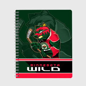 Тетрадь с принтом Minnesota Wild в городе Новоалтайск, 100% бумага | 48 листов, плотность листов — 60 г/м2, плотность картонной обложки — 250 г/м2. Листы скреплены сбоку удобной пружинной спиралью. Уголки страниц и обложки скругленные. Цвет линий — светло-серый
 | Тематика изображения на принте: minnesota wild | nhl | stanley cup | кубок стенли | кубок стэнли | минесота | миннесота уайлд | нхл | хоккей | хоккейный клуб