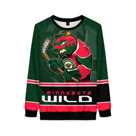 Женский свитшот 3D с принтом Minnesota Wild в городе Новоалтайск, 100% полиэстер с мягким внутренним слоем | круглый вырез горловины, мягкая резинка на манжетах и поясе, свободная посадка по фигуре | minnesota wild | nhl | stanley cup | кубок стенли | кубок стэнли | минесота | миннесота уайлд | нхл | хоккей | хоккейный клуб