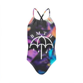 Детский купальник 3D с принтом Bring me the horizon в городе Новоалтайск, Полиэстер 85%, Спандекс 15% | Слитный крой, подклад по переду изделия, узкие бретели | bmth | bring | horizon | music | музыка