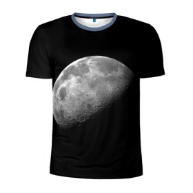 Мужская футболка 3D спортивная с принтом moon в городе Новоалтайск, 100% полиэстер с улучшенными характеристиками | приталенный силуэт, круглая горловина, широкие плечи, сужается к линии бедра | cosmos | luna | moon | space | космос | луна