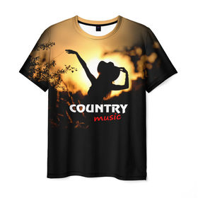 Мужская футболка 3D с принтом Country music в городе Новоалтайск, 100% полиэфир | прямой крой, круглый вырез горловины, длина до линии бедер | country | music | девушка | кантри | ковбой | мелодия | музыка | шляпа