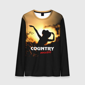 Мужской лонгслив 3D с принтом Country music в городе Новоалтайск, 100% полиэстер | длинные рукава, круглый вырез горловины, полуприлегающий силуэт | country | music | девушка | кантри | ковбой | мелодия | музыка | шляпа