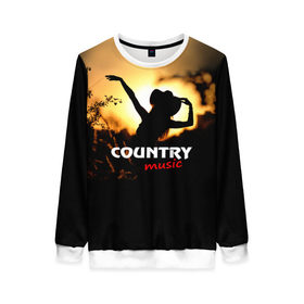 Женский свитшот 3D с принтом Country music в городе Новоалтайск, 100% полиэстер с мягким внутренним слоем | круглый вырез горловины, мягкая резинка на манжетах и поясе, свободная посадка по фигуре | country | music | девушка | кантри | ковбой | мелодия | музыка | шляпа