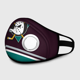 Маска из неопрена с принтом Anaheim Ducks в городе Новоалтайск, неопрен 100% | Форма огибающая нос. Резинки для ушей с дополнительной резинкой на затылке. Клапан для выдоха для активного дыхания при занятиях спортом. Эластичный материал маски и окантовки для лучшего растяжения и прилегания маски.  | хоккей