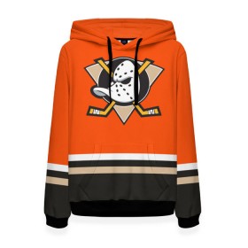 Женская толстовка 3D с принтом Anaheim Ducks в городе Новоалтайск, 100% полиэстер  | двухслойный капюшон со шнурком для регулировки, мягкие манжеты на рукавах и по низу толстовки, спереди карман-кенгуру с мягким внутренним слоем. | хоккей