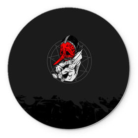 Коврик круглый с принтом Slipknot N3 Chris Fehn в городе Новоалтайск, резина и полиэстер | круглая форма, изображение наносится на всю лицевую часть | крис | слипкнот | слипнот | фен