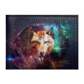 Обложка для студенческого билета с принтом Space WOLF в городе Новоалтайск, натуральная кожа | Размер: 11*8 см; Печать на всей внешней стороне | голова | звезды