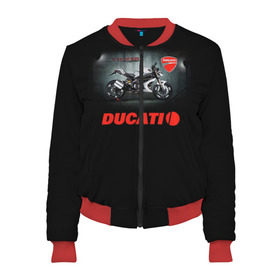 Женский бомбер 3D с принтом Ducati 4 в городе Новоалтайск, 100% полиэстер | застегивается на молнию, по бокам два кармана без застежек, мягкие манжеты, по низу бомбера и на воротнике — эластичная резинка | ducati | moto | дукати | мото | мотоцикл | мотоциклы