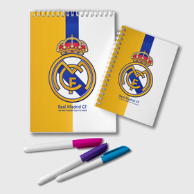 Блокнот с принтом Real Madrid CF в городе Новоалтайск, 100% бумага | 48 листов, плотность листов — 60 г/м2, плотность картонной обложки — 250 г/м2. Листы скреплены удобной пружинной спиралью. Цвет линий — светло-серый
 | football | испания | клуб | мадрид | реал | фк | футбольный