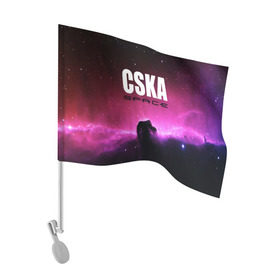 Флаг для автомобиля с принтом CSKA space в городе Новоалтайск, 100% полиэстер | Размер: 30*21 см | cska | конь | космос | красно синие | на макете изображена космическая туманность в виде коня   символа пфк цска.цска | премьер лига | футбол | чемпион