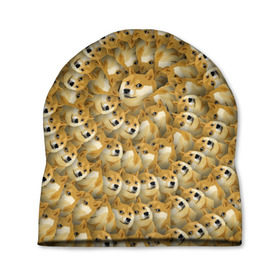 Шапка 3D с принтом Фрактал из Doge в городе Новоалтайск, 100% полиэстер | универсальный размер, печать по всей поверхности изделия | мем | собака | хаски