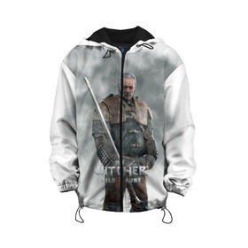 Детская куртка 3D с принтом The Witcher в городе Новоалтайск, 100% полиэстер | застежка — молния, подол и капюшон оформлены резинкой с фиксаторами, по бокам — два кармана без застежек, один потайной карман на груди, плотность верхнего слоя — 90 г/м2; плотность флисового подклада — 260 г/м2 | Тематика изображения на принте: witcher | ведьмак | геральт