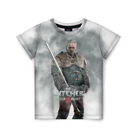 Детская футболка 3D с принтом The Witcher в городе Новоалтайск, 100% гипоаллергенный полиэфир | прямой крой, круглый вырез горловины, длина до линии бедер, чуть спущенное плечо, ткань немного тянется | Тематика изображения на принте: witcher | ведьмак | геральт