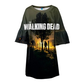 Детское платье 3D с принтом Walking Dead в городе Новоалтайск, 100% полиэстер | прямой силуэт, чуть расширенный к низу. Круглая горловина, на рукавах — воланы | ходячие мертвецы