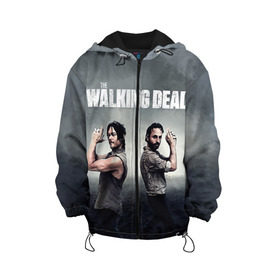 Детская куртка 3D с принтом Walking Dead в городе Новоалтайск, 100% полиэстер | застежка — молния, подол и капюшон оформлены резинкой с фиксаторами, по бокам — два кармана без застежек, один потайной карман на груди, плотность верхнего слоя — 90 г/м2; плотность флисового подклада — 260 г/м2 | Тематика изображения на принте: ходячие мертвецы
