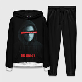 Женский костюм 3D (с толстовкой) с принтом Mr Robot в городе Новоалтайск,  |  | Тематика изображения на принте: fsociety | mr robot | анонимус | мистер робот