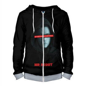 Мужская толстовка 3D на молнии с принтом Mr Robot в городе Новоалтайск, 100% полиэстер | длина до линии бедра, манжеты и пояс оформлены мягкой тканевой резинкой, двухслойный капюшон со шнурком для регулировки, спереди молния, по бокам два кармана | fsociety | mr robot | анонимус | мистер робот