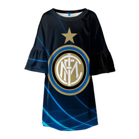 Детское платье 3D с принтом Inter Milan в городе Новоалтайск, 100% полиэстер | прямой силуэт, чуть расширенный к низу. Круглая горловина, на рукавах — воланы | Тематика изображения на принте: inter | milan | интер | италия | милан | футбол | футболист