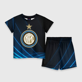 Детский костюм с шортами 3D с принтом Inter Milan в городе Новоалтайск,  |  | Тематика изображения на принте: inter | milan | интер | италия | милан | футбол | футболист