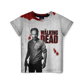 Детская футболка 3D с принтом The Walking Dead в городе Новоалтайск, 100% гипоаллергенный полиэфир | прямой крой, круглый вырез горловины, длина до линии бедер, чуть спущенное плечо, ткань немного тянется | the walking dead | америка | апокалипсис | глен | дерил | зомби | карл | кровь | рик | сша | ходячие мертвецы