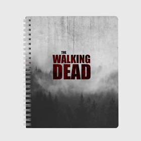 Тетрадь с принтом The Walking Dead в городе Новоалтайск, 100% бумага | 48 листов, плотность листов — 60 г/м2, плотность картонной обложки — 250 г/м2. Листы скреплены сбоку удобной пружинной спиралью. Уголки страниц и обложки скругленные. Цвет линий — светло-серый
 | Тематика изображения на принте: the walking dead | америка | апокалипсис | глен | дерил | зомби | карл | кровь | рик | сша | ходячие мертвецы