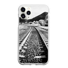 Чехол для iPhone 11 Pro матовый с принтом Железная дорога в городе Новоалтайск, Силикон |  | black   white | landscape | mountains | photo | rail | rails | road | sky | sleepers | trees | горы | деревья | дорога | железная | небо | пейзаж | рельсы | фото | черно   белое | шпалы