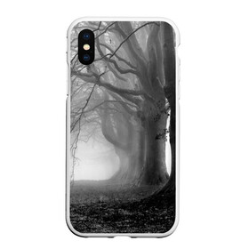 Чехол для iPhone XS Max матовый с принтом Туман в лесу в городе Новоалтайск, Силикон | Область печати: задняя сторона чехла, без боковых панелей | black   white | fog | forest | morning | photo | silhouette | trees | деревья | лес | силуэт | туман | утро | фото | черно   белое