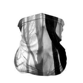 Бандана-труба 3D с принтом Утро в лесу в городе Новоалтайск, 100% полиэстер, ткань с особыми свойствами — Activecool | плотность 150‒180 г/м2; хорошо тянется, но сохраняет форму | black   white | fog | forest | man | morning | photo | silhouette | trees | деревья | лес | силуэт | туман | утро | фото | человек | черно   белое