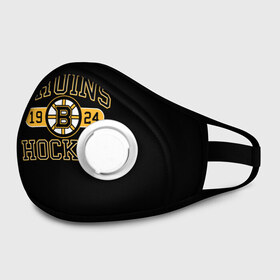 Маска из неопрена с принтом Boston Bruins в городе Новоалтайск, неопрен 100% | Форма огибающая нос. Резинки для ушей с дополнительной резинкой на затылке. Клапан для выдоха для активного дыхания при занятиях спортом. Эластичный материал маски и окантовки для лучшего растяжения и прилегания маски.  | boston bruins | nxl | stanley cup | хоккей