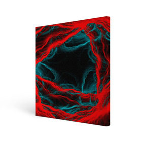 Холст квадратный с принтом Fractal в городе Новоалтайск, 100% ПВХ |  | волны | красный | черный