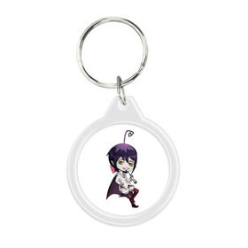 Брелок круглый с принтом Blue Exorcist Мефисто в городе Новоалтайск, пластик и полированная сталь | круглая форма, металлическое крепление в виде кольца | ao no exorcist | демон | сатана | синий экзорцист
