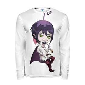 Мужской лонгслив 3D с принтом Blue Exorcist Мефисто в городе Новоалтайск, 100% полиэстер | длинные рукава, круглый вырез горловины, полуприлегающий силуэт | ao no exorcist | демон | сатана | синий экзорцист