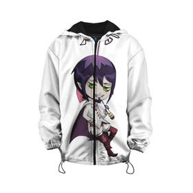 Детская куртка 3D с принтом Blue Exorcist Мефисто в городе Новоалтайск, 100% полиэстер | застежка — молния, подол и капюшон оформлены резинкой с фиксаторами, по бокам — два кармана без застежек, один потайной карман на груди, плотность верхнего слоя — 90 г/м2; плотность флисового подклада — 260 г/м2 | ao no exorcist | демон | сатана | синий экзорцист