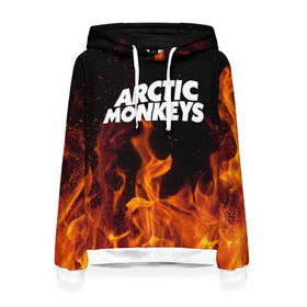 Женская толстовка 3D с принтом Arctic Monkeys fire в городе Новоалтайск, 100% полиэстер  | двухслойный капюшон со шнурком для регулировки, мягкие манжеты на рукавах и по низу толстовки, спереди карман-кенгуру с мягким внутренним слоем. | 