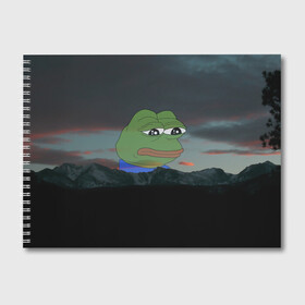 Альбом для рисования с принтом Sad frog в городе Новоалтайск, 100% бумага
 | матовая бумага, плотность 200 мг. | Тематика изображения на принте: pepe | пепе