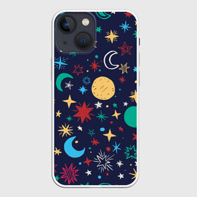 Чехол для iPhone 13 mini с принтом Звездное небо в городе Новоалтайск,  |  | Тематика изображения на принте: абстракция | арт | звезды | космос | луна | месяц | небо | планеты