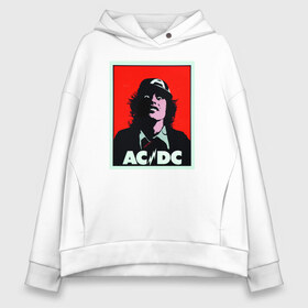 Женское худи Oversize хлопок с принтом AC DC T-SHIRT в городе Новоалтайск, френч-терри — 70% хлопок, 30% полиэстер. Мягкий теплый начес внутри —100% хлопок | боковые карманы, эластичные манжеты и нижняя кромка, капюшон на магнитной кнопке | acdc