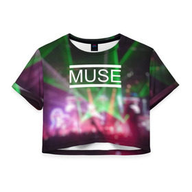 Женская футболка 3D укороченная с принтом Muse в городе Новоалтайск, 100% полиэстер | круглая горловина, длина футболки до линии талии, рукава с отворотами | 
