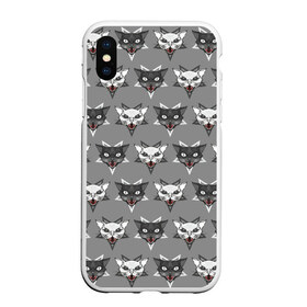 Чехол для iPhone XS Max матовый с принтом Злые котики в городе Новоалтайск, Силикон | Область печати: задняя сторона чехла, без боковых панелей | дьявол | звезда | кот | котик | кошка | милота | пентаграмма | серый | юмор
