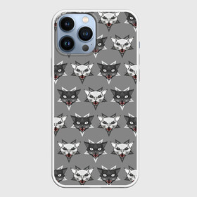 Чехол для iPhone 13 Pro Max с принтом Злые котики в городе Новоалтайск,  |  | Тематика изображения на принте: дьявол | звезда | кот | котик | кошка | милота | пентаграмма | серый | юмор