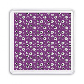 Магнит 55*55 с принтом Узор из черепушек в городе Новоалтайск, Пластик | Размер: 65*65 мм; Размер печати: 55*55 мм | halloween | кости | мертвец | скилет | ужасы | хэллоуин | череп