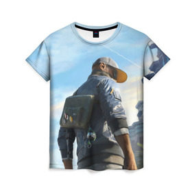 Женская футболка 3D с принтом watch dogs 2 в городе Новоалтайск, 100% полиэфир ( синтетическое хлопкоподобное полотно) | прямой крой, круглый вырез горловины, длина до линии бедер | dedsec | watch dogs | воч догс | маркус холлуэй