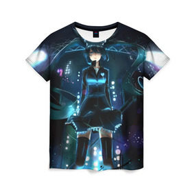 Женская футболка 3D с принтом Hatsune Miku в городе Новоалтайск, 100% полиэфир ( синтетическое хлопкоподобное полотно) | прямой крой, круглый вырез горловины, длина до линии бедер | Тематика изображения на принте: hatsune miku | miku | аниме | мику | мику хацунэ