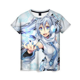 Женская футболка 3D с принтом Hatsune Miku в городе Новоалтайск, 100% полиэфир ( синтетическое хлопкоподобное полотно) | прямой крой, круглый вырез горловины, длина до линии бедер | hatsune miku | miku | vocaloid | аниме | мику | мику хацунэ