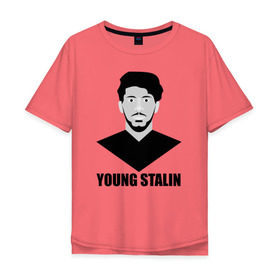 Мужская футболка хлопок Oversize с принтом Young Stalin в городе Новоалтайск, 100% хлопок | свободный крой, круглый ворот, “спинка” длиннее передней части | молодой | патриот | россия | советский | ссср | сталин