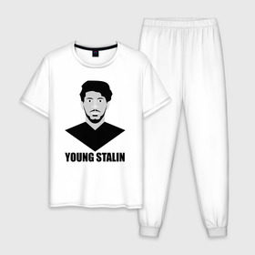 Мужская пижама хлопок с принтом Young Stalin в городе Новоалтайск, 100% хлопок | брюки и футболка прямого кроя, без карманов, на брюках мягкая резинка на поясе и по низу штанин
 | молодой | патриот | россия | советский | ссср | сталин