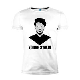 Мужская футболка премиум с принтом Young Stalin в городе Новоалтайск, 92% хлопок, 8% лайкра | приталенный силуэт, круглый вырез ворота, длина до линии бедра, короткий рукав | молодой | патриот | россия | советский | ссср | сталин