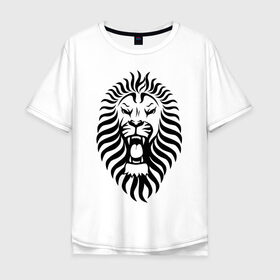 Мужская футболка хлопок Oversize с принтом Lion в городе Новоалтайск, 100% хлопок | свободный крой, круглый ворот, “спинка” длиннее передней части | зверь | лев | царь